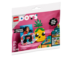 LEGO Dots 30560 Photo Holder & Mini Board polybag with a pineapple photo holder and a decorated mini board.