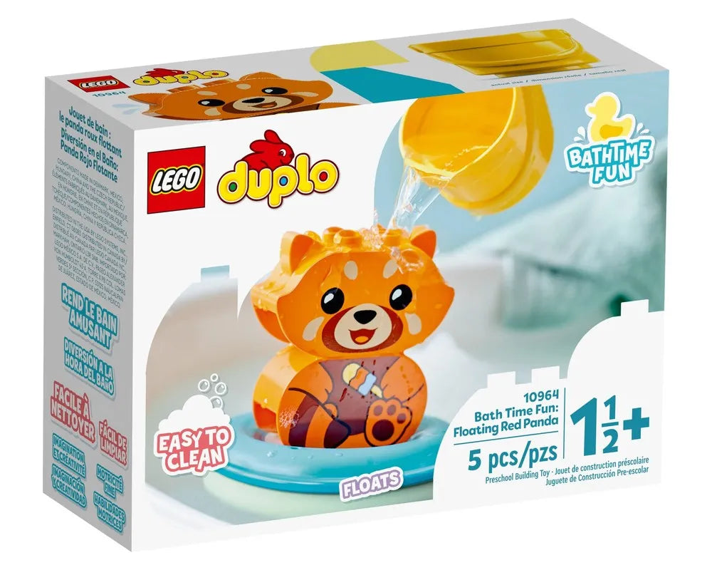 LEGO DUPLO 10964 Bath Time Fun: Floating Red Panda box, showing the 5-piece red panda toy floating in water.