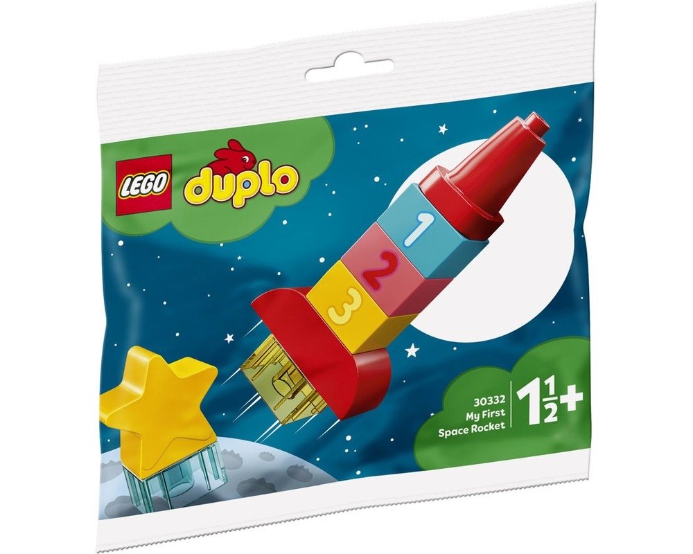LEGO DUPLO 30332 My First Space Rocket polybag showing a buildable rocket with numbers 1, 2, 3, and a star.