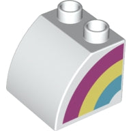 LEGO 11170pb10R - Duplo, Helling 2 x 2 x 1 1/2 Gebogen met Donkerroze, Helder Lichtgeel en Medium Azure Regenboog Half Patroon Model Rechterzijde