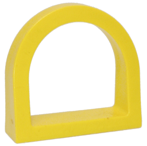 Yellow LEGO Fabuland window arch piece.