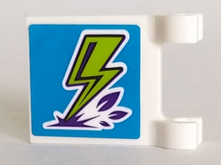 LEGO 2335pb208 - Vlag 2 x 2 Vierkant met Lime Bliksemschicht op Blauwe Achtergrond Patroon (Sticker) - Sets 41327 / 41335