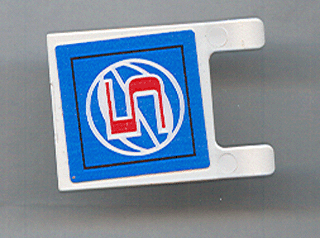 LEGO 2335pb047 - Vlag 2 x 2 vierkant met rood cijfer 5 en basketbalpatroon op blauwe achtergrond (Sticker) - Sets 3432 / 3433