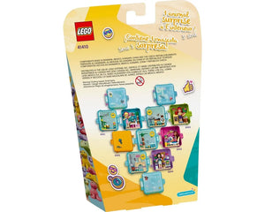 Back of LEGO Friends Series 3 Play Cubes packaging, displaying five different open and closed cubes including set 41410.