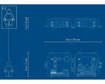 Blueprint style image showing LEGO Friends Olivia's Summer Play Cube (41412) dimensions and open/closed views.