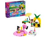 LEGO Friends 42658 Unicorn & Flamingo Pool Party set with box, mini-dolls, flamingo float, unicorn float, pineapple DJ booth, sun lounger.