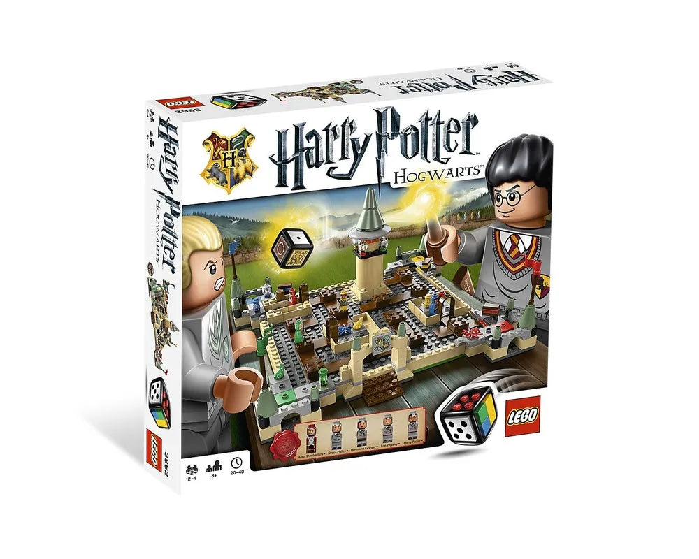 LEGO Games 3862 Harry Potter Hogwarts board game box featuring the castle, minifigures, and dice.