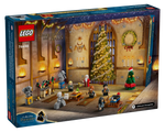LEGO Harry Potter Advent Calendar 2024 (set 76438) box. The open calendar features minifigures and festive builds inside a hall.