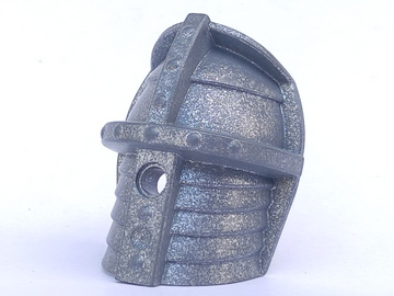 Metallic grey ridged shoulder armor piece for a large figure from Knights Kingdom II, featuring a side hole and studded details.