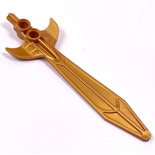 Gold LEGO large figure weapon: Jayko / King Mathias Series 1 sword with axle connector at hilt.