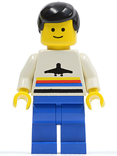 LEGO Minifigure air006 - Luchthaven - Klassiek, Blauwe Benen, Zwart Mannelijk Haar