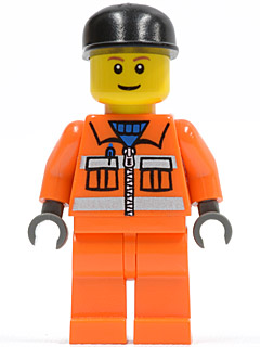 LEGO Minifigure cty0051 - Sanitair Medewerker 3 - Oranje Benen