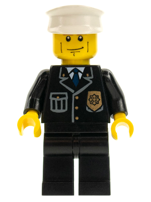 LEGO Minifigure cty0095 - Politie - City pak met blauwe stropdas en badge, verticale wangstrepen