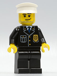 LEGO Minifigure cty0099 - Politie - City Pak met Blauwe Stropdas en Badge, Grijns en Stoppelbaard