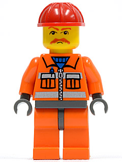 LEGO Minifigure cty0124 - Bouwvakker - Oranje rits, veiligheidsstrepen