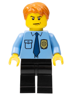 LEGO Minifiguur cty0212 - Politie - City Shirt met Donkerblauwe Stropdas en Gouden Badge