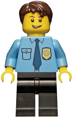 LEGO Minifigure cty0216 - Politie - Shirt met Donkerblauwe Stropdas en Gouden Badge