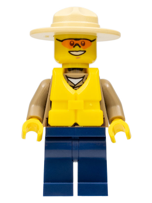 LEGO Minifigure cty0284 - Bos Politie - Donkerbruin Shirt met Zakken, Campagnehoed, Reddingsvest met Middengesp