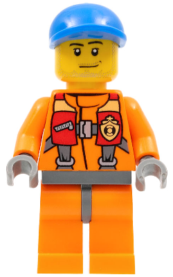 LEGO Minifigure cty0409 - Coast Guard City - Rescuer, Orange Jacket