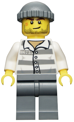 LEGO Minifiguur cty0457 - Politie - Gevangene 86753 Gestreept gevangenispak