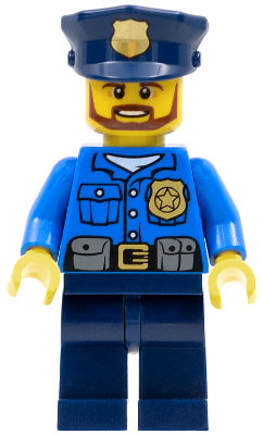 LEGO Minifigure cty0477 - Police - City Officer, Gold Badge, Police Hat, Beard