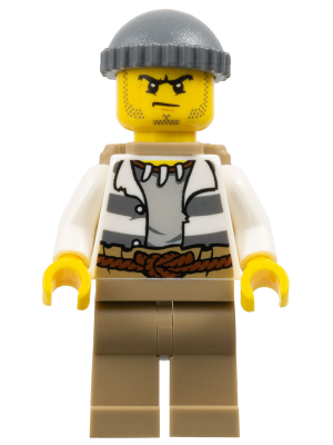 LEGO Minifigure cty0522 - Swamp Police - Schurk mannelijk met donker blauwgrijze muts en rugzak
