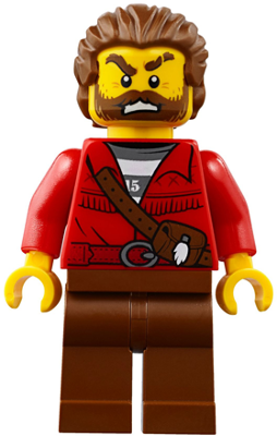 LEGO Minifigure cty0835 - Bergpolitie - Schurk met Rood Gefranjerd Shirt met Band en Tas, Stinkdiervechter