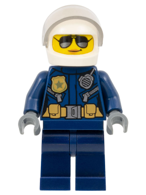 LEGO Minifigure cty1121 - Police - City Motorcyclist Female, Silver Sunglasses, Trans-Clear Visor