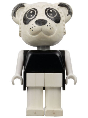 LEGO Minifigure fab10a - Fabuland Bear - Peter Panda, White Head, Legs and Arms, Black Top