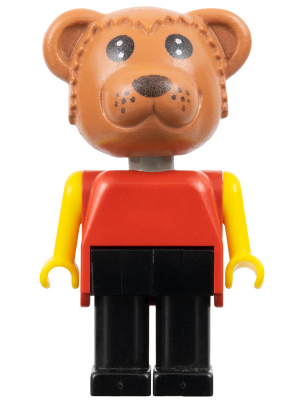 LEGO Minifigure fab1c - Fabuland Bear - Bruno Bear, Black Legs, Red Top, Yellow Arms
