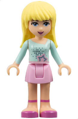 LEGO Minifigure frnd003 - Friends Stephanie - Bright Pink Skirt, Light Aqua Long Sleeve Top