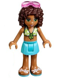 LEGO Minifigure frnd0197 - Friends Andrea - Medium Azure Skirt, Lime Swimsuit Top, Sunglasses