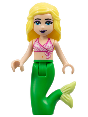 LEGO Minifigure frnd0335 - Friends Chloe - Dark Pink and White Swimsuit Top, Bright Green Mermaid Hips and Tail