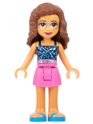 LEGO Minifigure frnd424 - Friends Olivia (Nougat) - Dark Pink Skirt, Dark Blue Top with Constellations