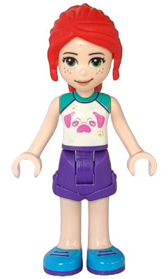 LEGO Minifigure frnd431 - Friends Mia - Dark Purple Shorts, White Top with Pug Head
