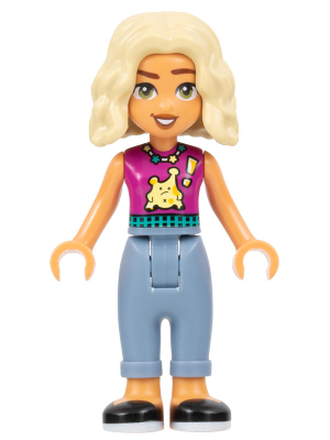 LEGO Minifigure frnd591 - Friends Nova - Magenta Sleeveless Shirt, Sand Blue Trousers with Cuffs, Black Shoes