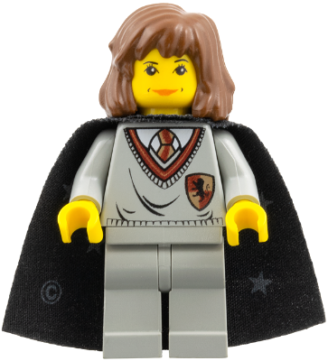 LEGO Minifigure hp002 - Hermione Granger - Gryffindor Shield Torso, Light Gray Legs, Black Cape with Stars