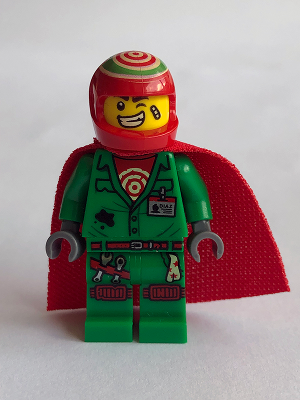 LEGO Minifigure hs010 - Douglas Elton / El Fuego - Coveralls with Helmet and Cape