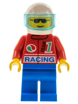 LEGO Minifigure oct028 - Octan - Racing, Blue Legs, White Helmet, Trans-Light Blue Visor