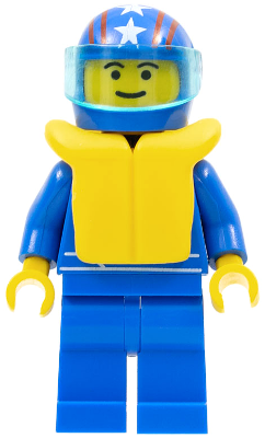 LEGO Minifigure oct037a - Octan - Blue Oil, Blue Legs, Life Jacket, Blue Helmet 4 Stars & Stripes, Trans-Light Blue Visor