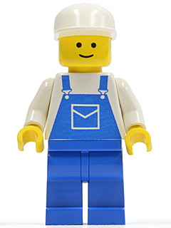 LEGO Minifigure ovr011 - Overalls Blue with Pocket, Blue Legs, White Cap