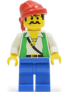 LEGO Minifigure pi052 - Pirate Green Vest, Blue Legs, Red Bandana