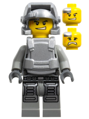 LEGO Minifigure pm026 - Power Miner - Engineer, Light Bluish Gray Outfit, Metallic Silver Armor and Helmet