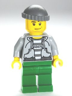 LEGO Minifigure cty0288 - Politie - Gevangene 60675 Hoodie over Gevangenisstrepen