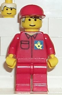 LEGO Minifigure post003 - Postkantoor Blauwe Achtergrond Logo