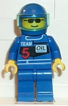 LEGO Minifigure rac004 - Racing Team 5, Blue Helmet, Trans-Light Blue Visor