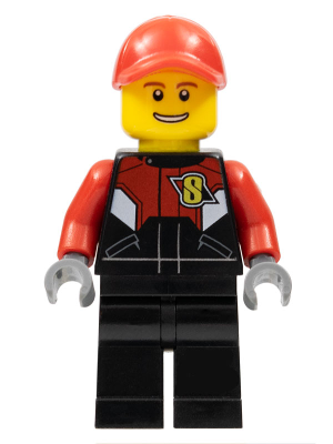 LEGO Minifigure rac057 - Racende Motorfiets Coureur 1