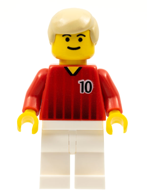 LEGO Minifigure soc089 - Soccer Player - Red and White Team with Number 10