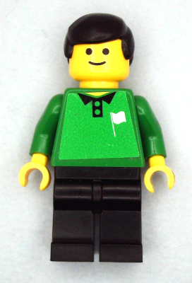 LEGO Minifigure soc112s - Soccer Referee Green, Line - Black Legs, White Flag Torso Sticker (Shell)