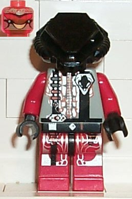 LEGO Minifigure sp047 - UFO Zotaxian Alien - Rode Piloot met Effen Zwarte Helm (Chamon)